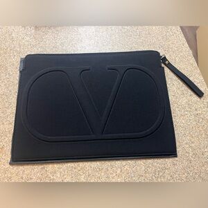 Valentino Black Logo-Embossed Laptop Sleeve